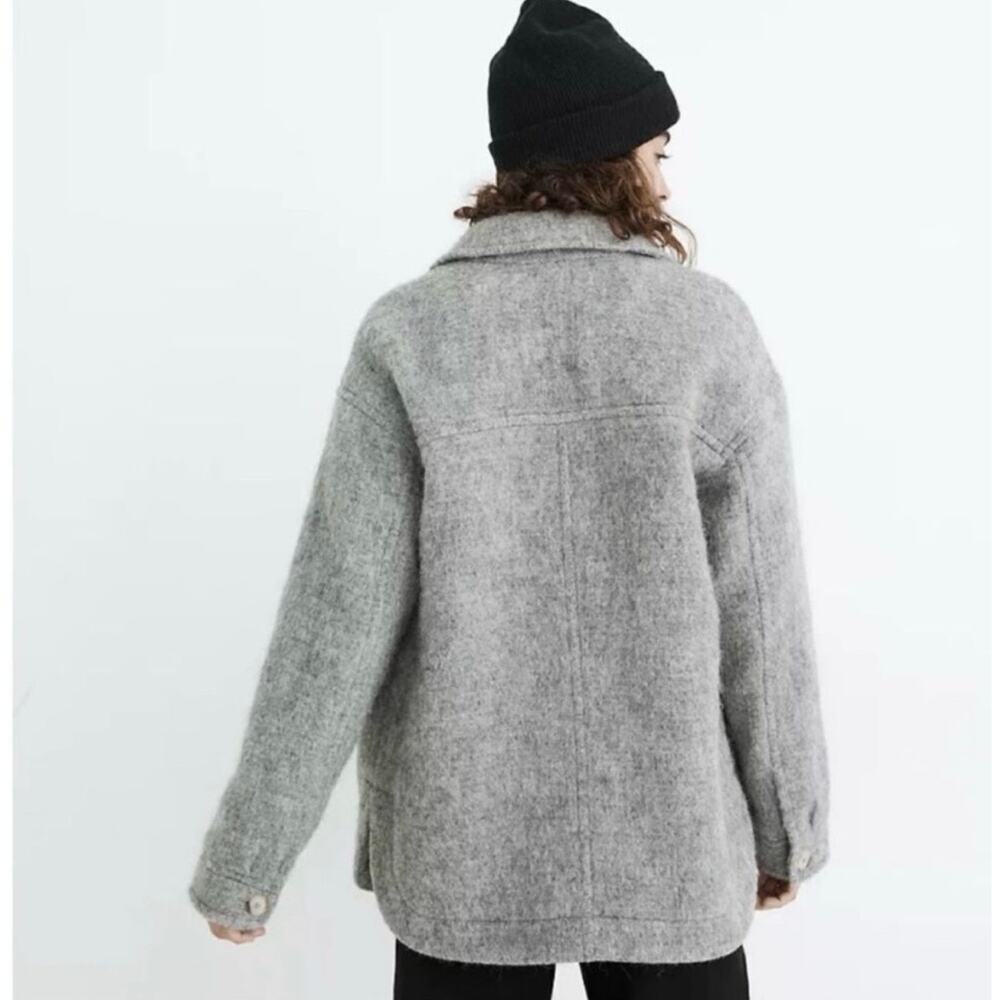 Madewell Gray Wool Blend Shirt Jacket Sz S 
Oversized Button Front Utility Coat - Picture 11 of 14